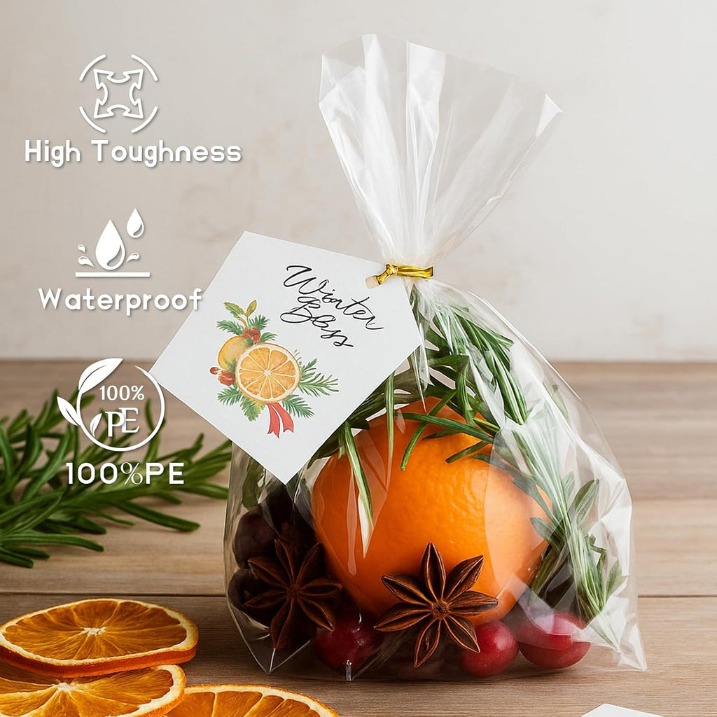 WIKDAY Cellophane Treat Bags with Ties 6x10 Inches 200 PCS Clear Plastic Gift Bags for Party Favor, Candy, Snack, Gift Giving, Packaging Products