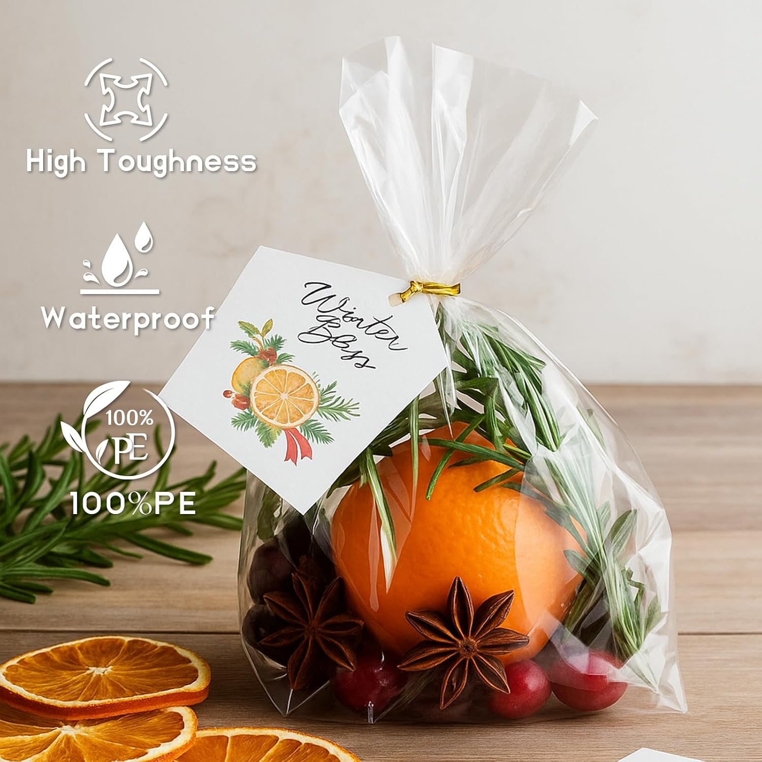 WIKDAY Cellophane Treat Bags with Ties 6x10 Inches 200 PCS Clear Plastic Gift Bags for Party Favor, Candy, Snack, Gift Giving, Packaging Products