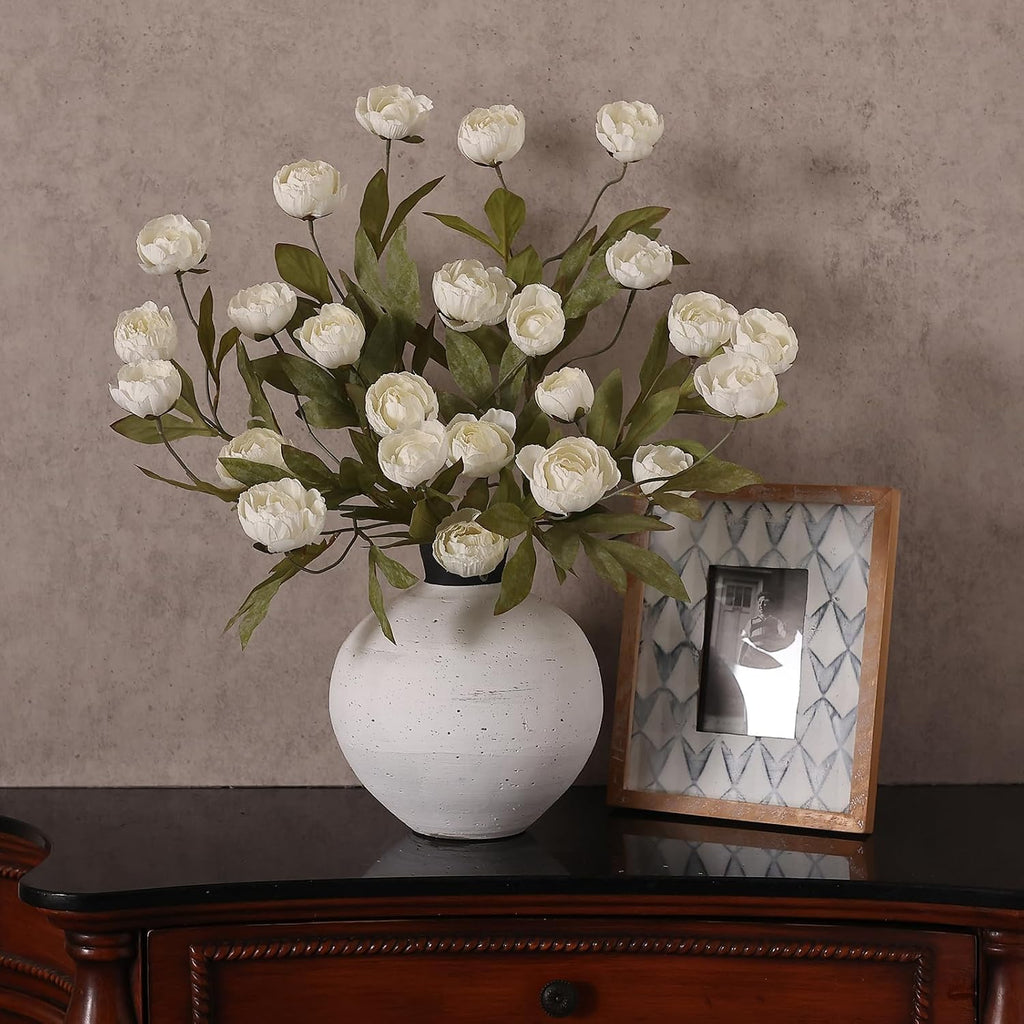 juxdp 6 pcs 27" artificial peony silk flower, front angle view