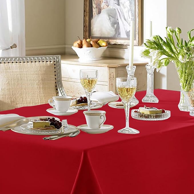 Fitable Elegant Red Rectangle Table Clothes, 6 Pack - 90 x 132 Inch - Reusable and Washable Tablecloths, Polyester Fabric Table Covers for Wedding, Party, Banquet, Formal Events
