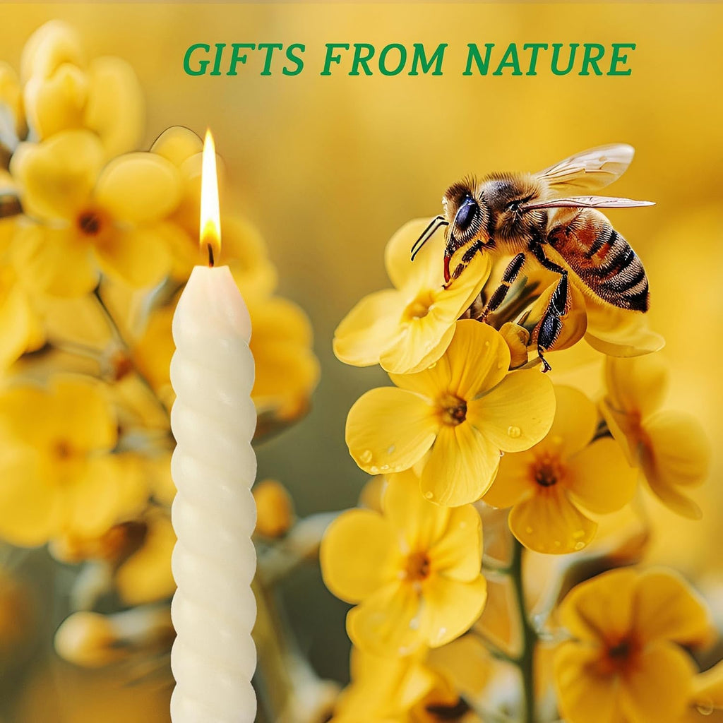 5 Inch Spirat Tapared Candles 10 Pack,0.78" Diameter Ivory Naturel Bee Candles Candlestick,7 Hours Long Lasting Smokeless and Unscented for Home Decoration