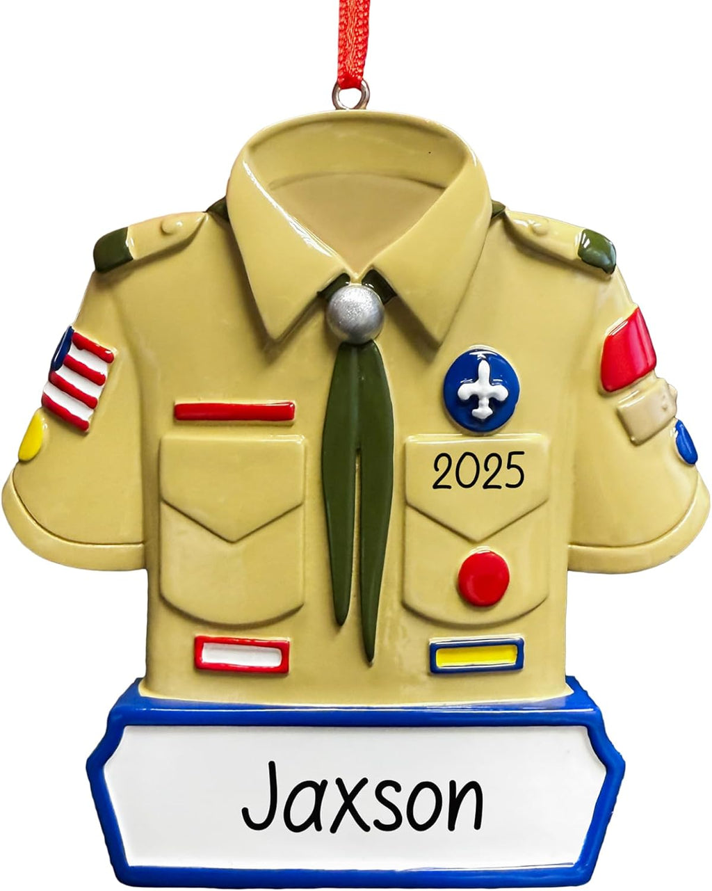 Personalized Boy Scout Uniform Christmas Ornament 2026 | Xmas Tree Decoration for Male Scout | Unique First Scouting Keepsake Gift | Custom Name & Year - Free Customization