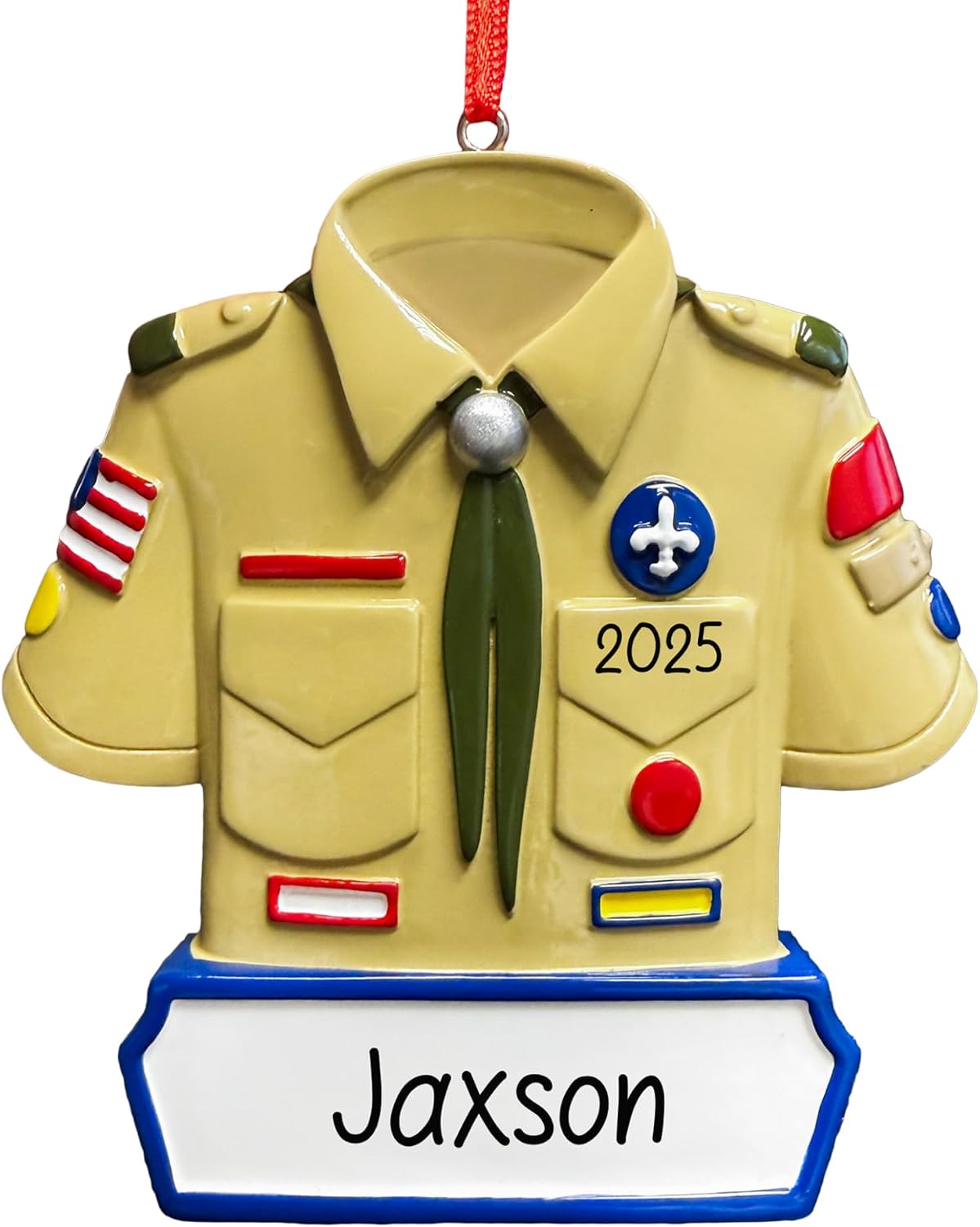 Personalized Boy Scout Uniform Christmas Ornament 2026 | Xmas Tree Decoration for Male Scout | Unique First Scouting Keepsake Gift | Custom Name & Year - Free Customization