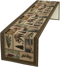 Country Lodge Bear Table Runner, Retro Vintage Bear Cottage Country Style Cabin Farmhouse Dinner Runner for Home Kitchen Dining Table Decoration,13x120 Inch