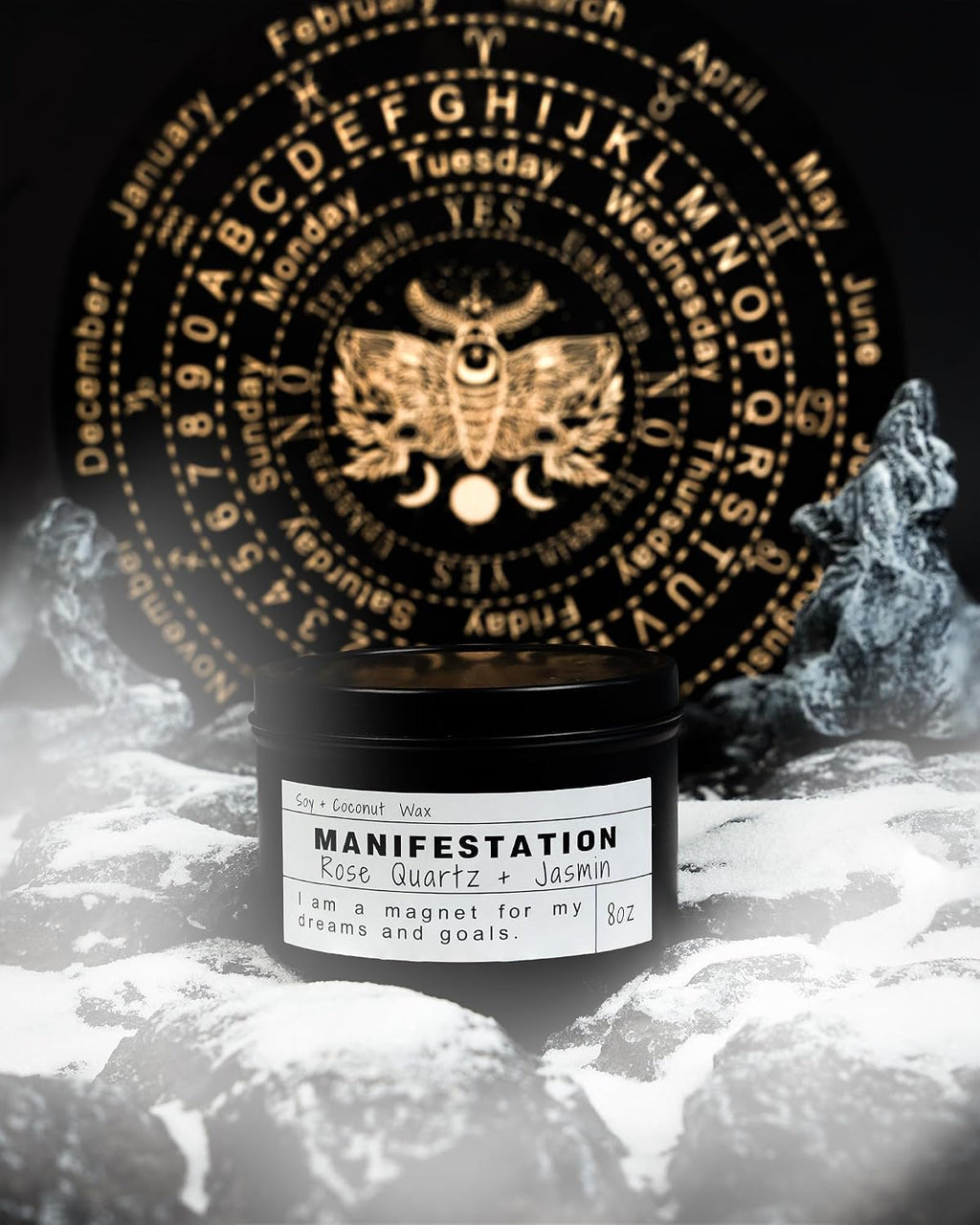 Crystal Soy Candles, Handmade Wishing Gifts, Wishing Law of Attraction, Moon Magic, Birthday Candle Gifts. (Manifestation)