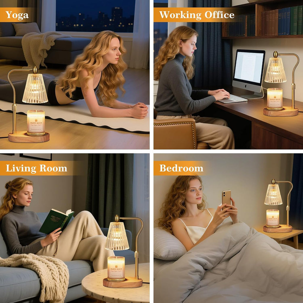 Imenlox Candle Warmer Lamp, with Timer and Dimmer, Adjustable Height, for Mom, Christmas Birthday Gifts for Women, House Warming Gifts Home Decor, Wax Warmer for Jar Candles(Amber)