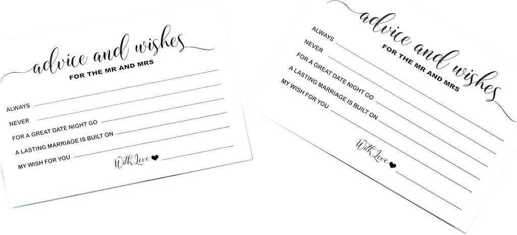 RXBC2011 Wedding advice and well wishes Cards for the Mr and Mrs Bride and Groom Newlyweds Bridal Shower Games Note Marriage Advice Pack of 50