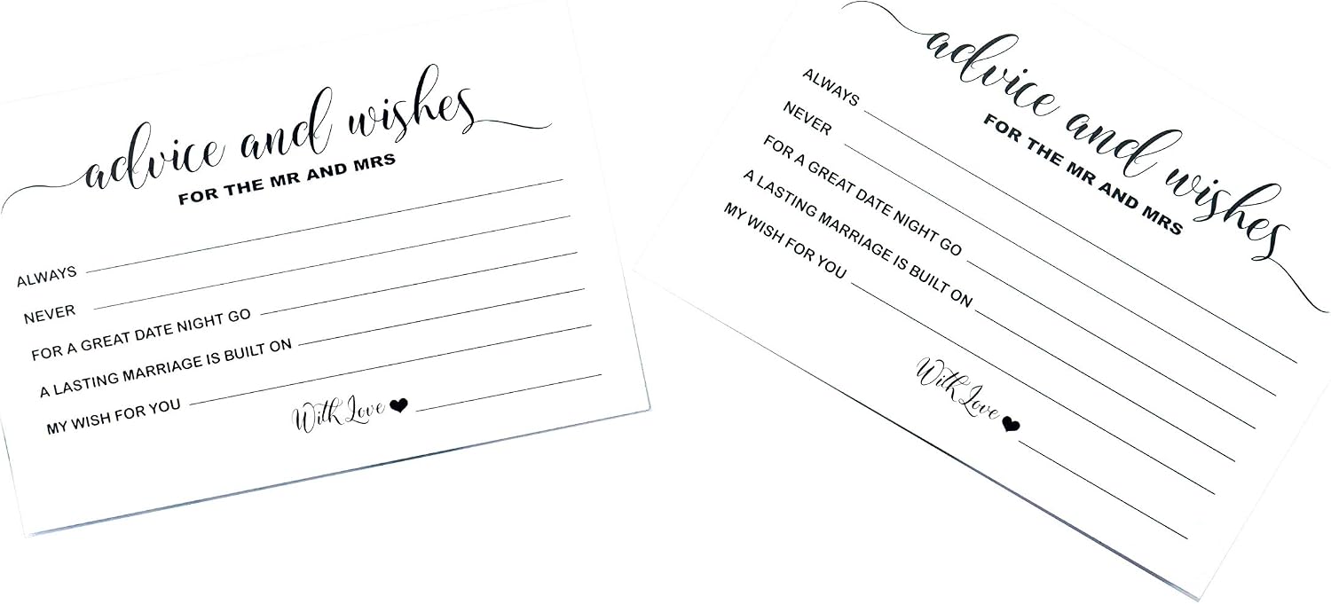 RXBC2011 Wedding advice and well wishes Cards for the Mr and Mrs Bride and Groom Newlyweds Bridal Shower Games Note Marriage Advice Pack of 50