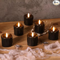Eywamage Black Dripping Wax Flameless Candles with Timer Batteries, Realistic Flickering LED Votive Candles Set of 6