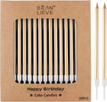 BEAN LIEVE 30-Count Champagne Gold Long Thin Metallic Birthday Candles, Cake Candles, Birthday Parties, Wedding Decorations, Party Candles, Cake Decorations