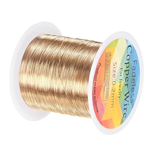 0.2mm Jewelry Wire, 32 Gauge 328FT Craft Wire Copper Beading Wire for Jewelry Making/Planting/Weaving/DIY Crafting, Soft Metal Wires [100M, Champagne Gold]