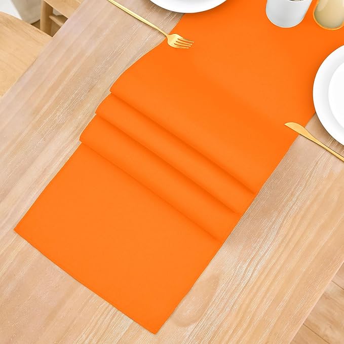 2 Pack Orange Table Runner 12 x 60 Inch Solid Color Farmhouse Runners Coffee Table Dresser for Daily Party Home Decoration