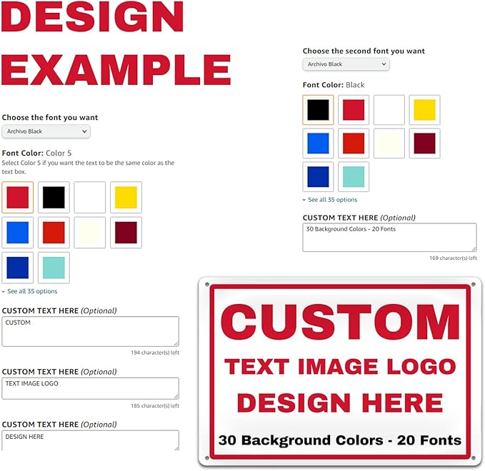 Custom Signs Outdoor Metal - 12 x 8 Personalized Aluminum Sign for Office, Home, Business, Decor, Customiz Customized Rust-Proof Sign (Red Text Box)