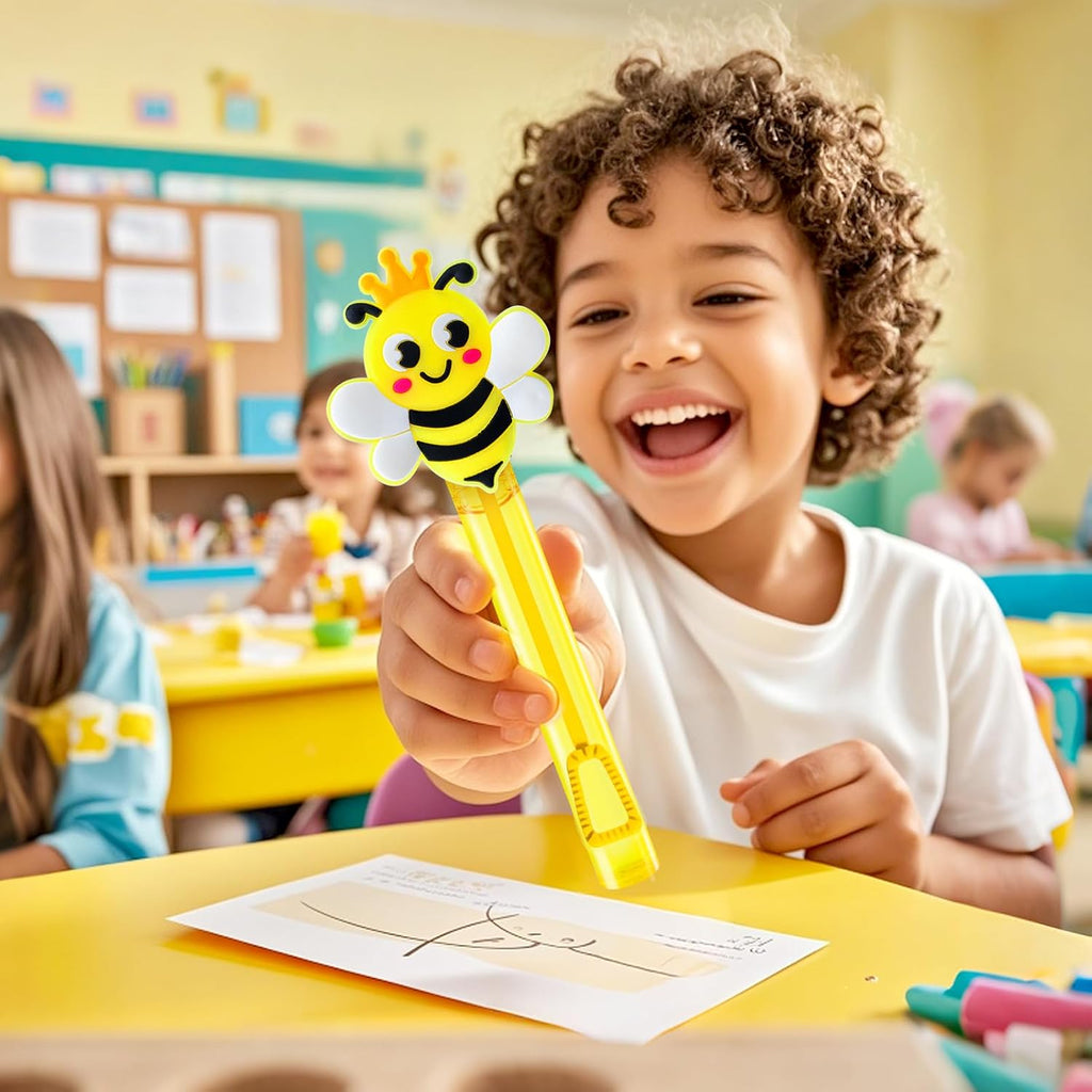 Winrayk Bee Party Favors, 24Pcs Bee Themed Mini Bubble Wands for Kids Bubbles Bulk with Detachable Topper (6 Styles & Colors), Birthday Gift Easter Goody Bag Stuffer Classroom Prizes Honey Party Favor