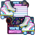 Simimi art Neon Roller Skating Birthday Party Invitations for Girls - Roller Rink Skate Party Invites - 30 Invite Cards with Envelopes
