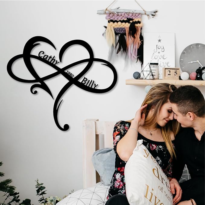Custom Infinity Metal Sign, Personalized Metal Name Sign Engagement Wedding Gifts, Custom Name Signs, Romantic Home Decor For Anniversary Or As Valentines Day Decoration