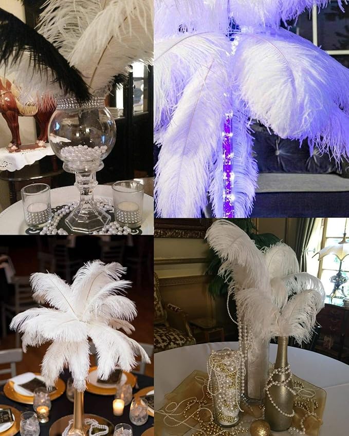 Happy Feather 16-18 inch Navy Blue Ostrich Feathers Craft for Wedding Party Centerpieces Home Decoration DIY Craft Pack of 10