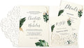 DORIS HOME 50pcs Laser Cut Wedding Invitation Pockets with Envelopes Ivory White, 5.12" x 7.12"Invitation Cards for Wedding, Anniversary (No Inserts Included)
