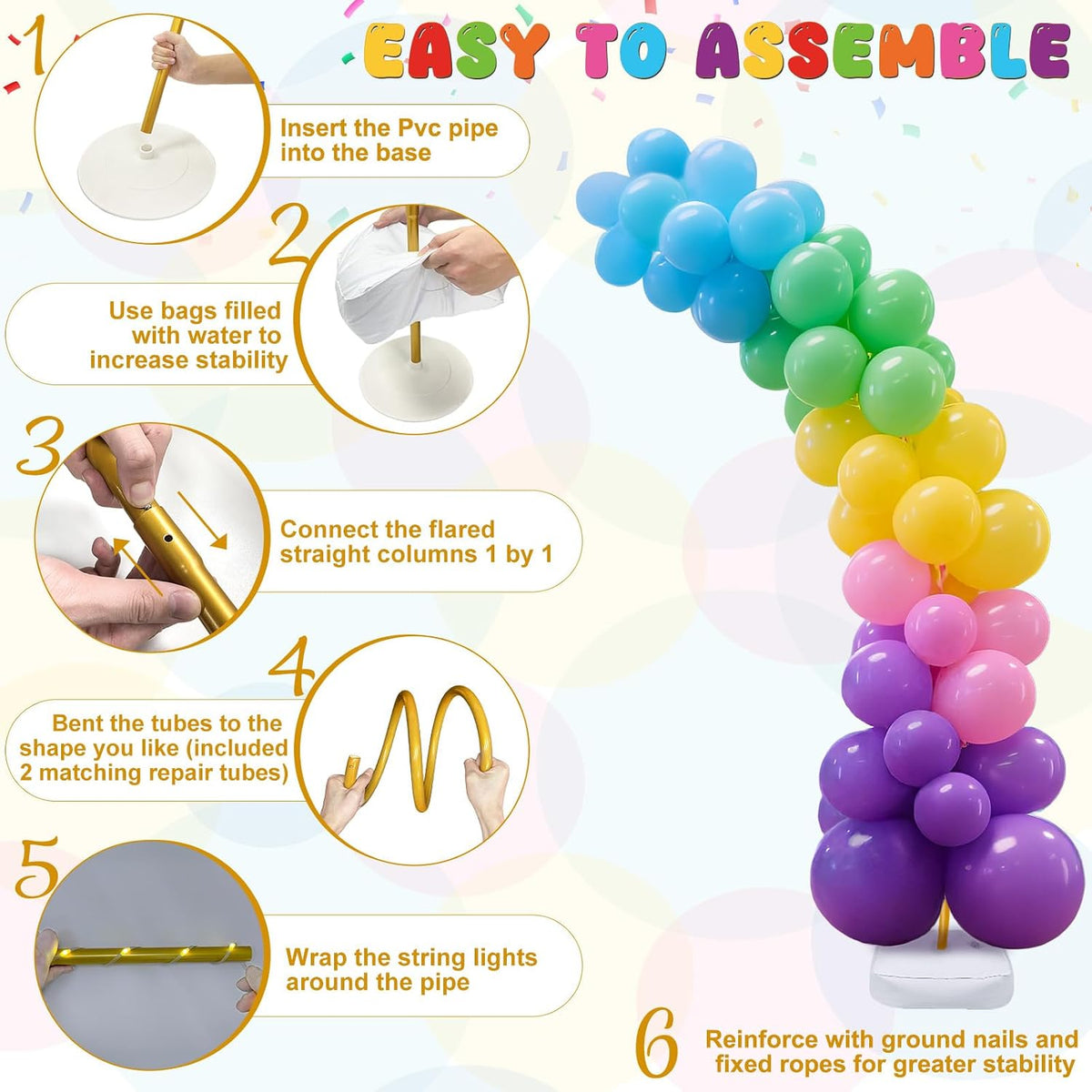 led balloon arch stand with base 9.35ft/6ft balloon on a desk or shelf