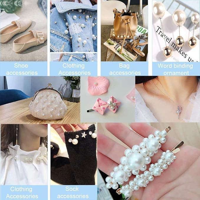 600pcs White Pearl Beads Bulk,8mm Round White Pearl Beads for Craft Loose Fake Pearl beads with Holes for Bracelets Necklaces Jewelry Making Crafts Pearl Bead Handle Chain Decorations and Vase Fillers