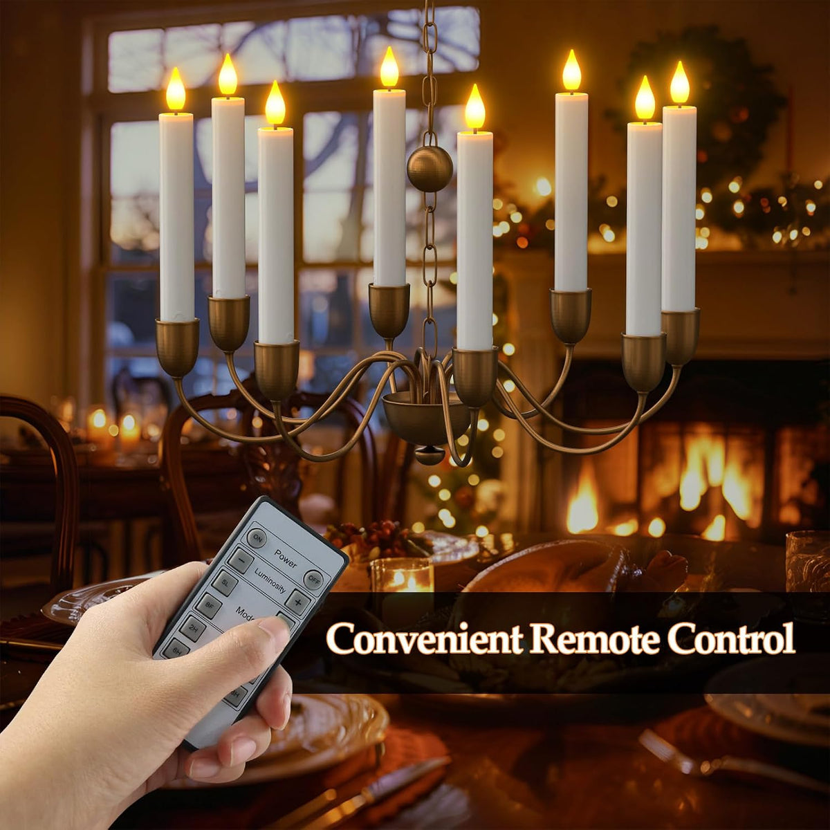 PChero Rechargeable Flameless Taper Candles with Charging Station, 10 Pack