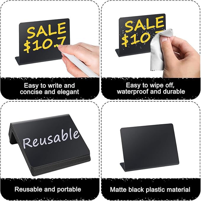 12PCS Mini Chalkboard Signs, 4"x3" Food Labels for Party Buffet, Reusable Table Sign Chalk Board for Weddings, Birthday Parties, Message Board Signs and Event Decoration