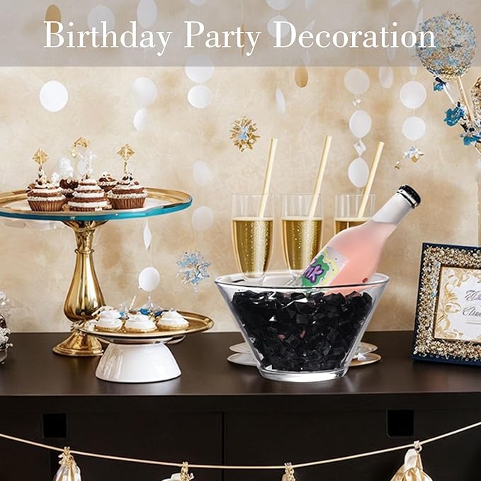DomeStar Black Fake Ice, 150PCS Acrylic Fake Diamonds, Vase Fillers Black Plastic Gems Marbles for Vase DIY Craft Aquarium Tank Rock Wedding Birthday Party Table Scatter Decorations