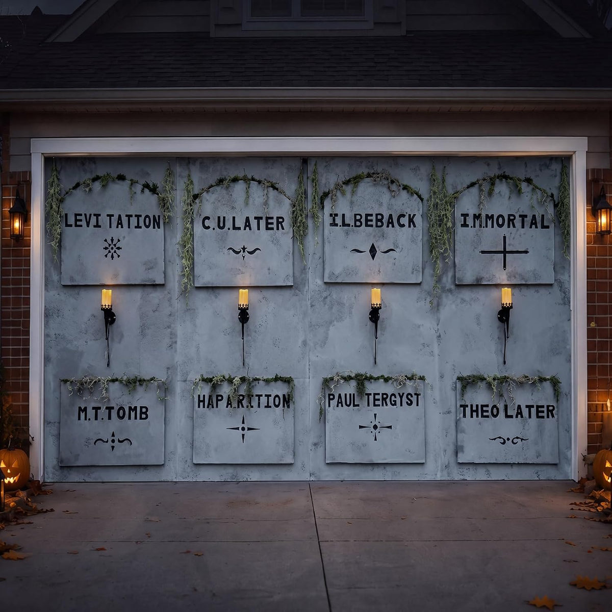 Halloween Garage 7x16 ft Door Cover Banner Large Halloween Hanging Backdrop D...