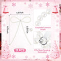 12 Pcs White Pearl Bow Ornaments for Christmas Tree Decorations Pearl Christmas Ornaments Hanging Christmas Tree Toppers for Xmas Gift Packaging Home Wreath Fireplace Fence Wedding Holiday Party Decor