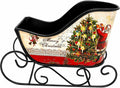 Christmas Sleigh Metal Ornament Small Candy Storage Gift Tabletop Centerpiece Mantel Fireplace (Multicolor Merry Christmas)