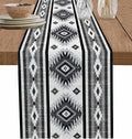 Aztec Southwest Cotton Linen Table Runner for Dining Kitchen, Wedding Outdoor Party Tablerunners Decoration, Boho Ethnic Tribes Vintage Grey Dresser Scarf Coffee Tablecloth Runners 13x120 Inches