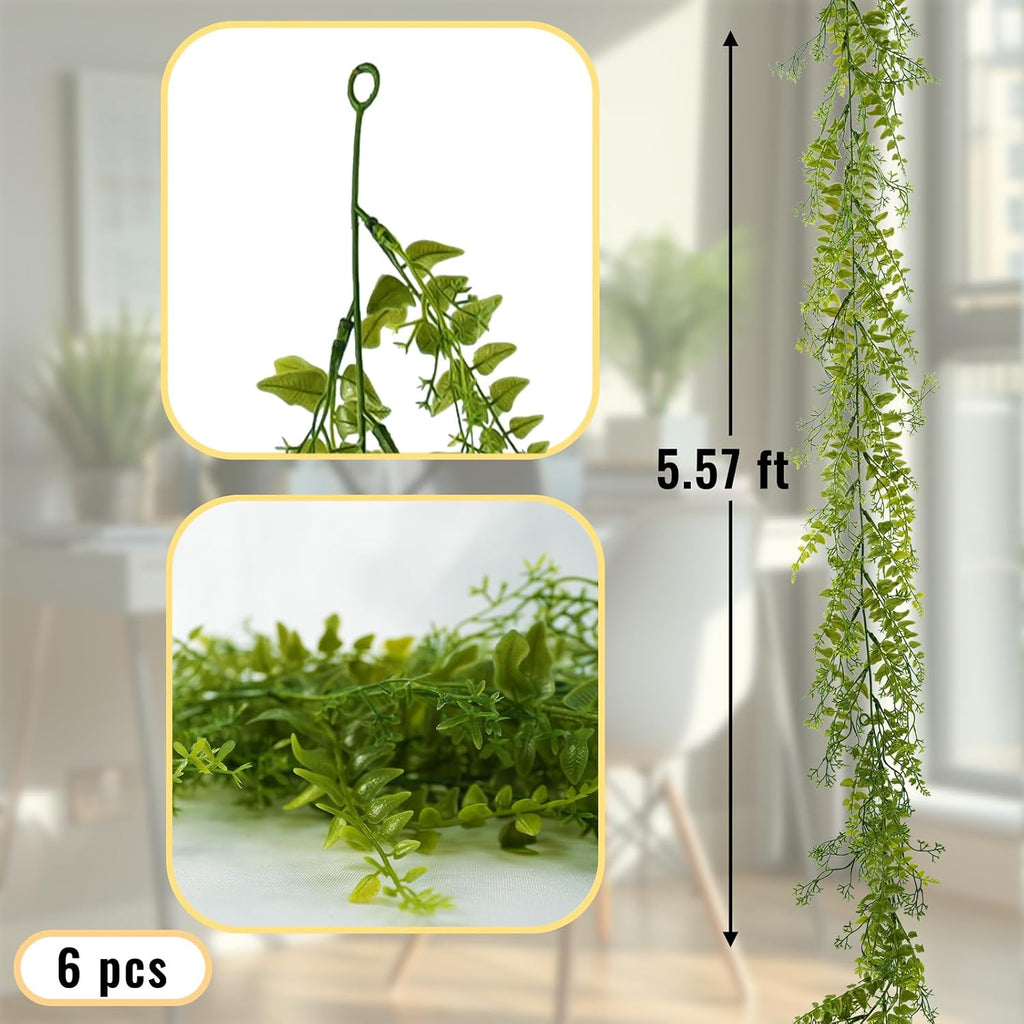 artificial greenery garland 6 pack, 5.57ft, for hanging, side view
