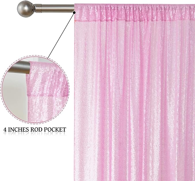 Sugargirl Matte Pink Sequin Backdrop Curtain 4 Panels 2FTx8FT Glitter Pink Background Drapes Sparkle Photography Backdrop for Party Wedding Birthday Wall Decoration