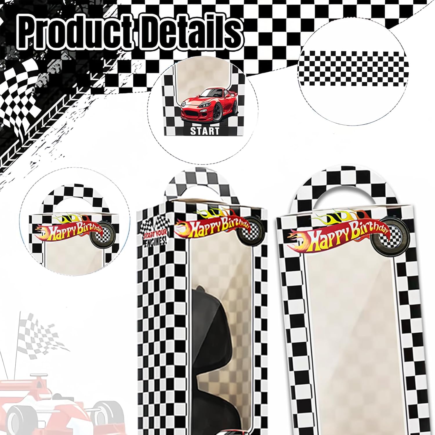 120PCS Race Car Party Favors Set, Car Birthday Decorations Including Slap Bracelets, Keychains, Gift Bags, DIY Stickers,Racing Glasses ,Bubble Wands, Race Car Birthday Supplies