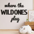 Beeveer Where the Wild Ones Play Nursery Sign Wooden Playroom Wall Decor Playroom Decoration Word Play Room Sign for Wall Plaques 11 Pcs(23 Inch,Black)