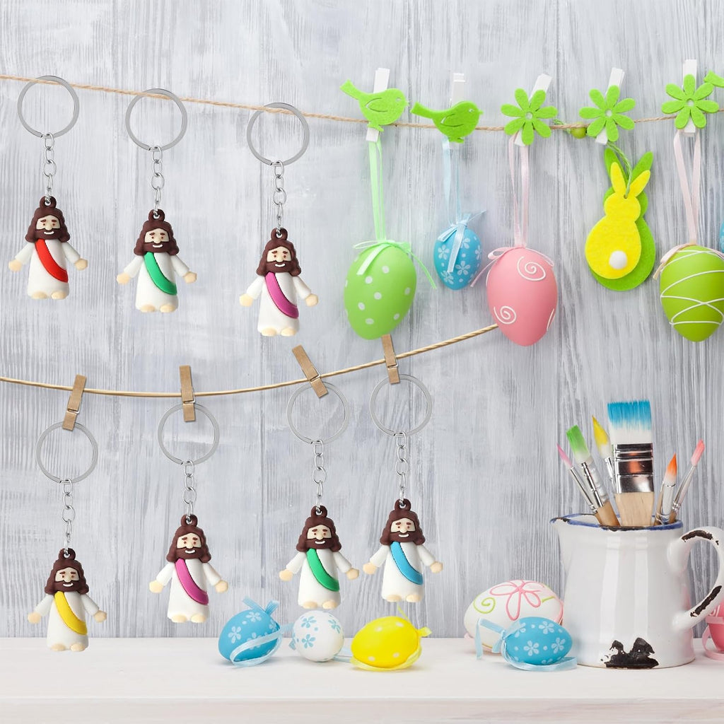 25 Pack Mini Jesus Figurines Keychains, Christian Little Jesus Toys Keychains, Religious Keychain Bulk For Church Events Giveaways, Sunday School Religious Party Favors