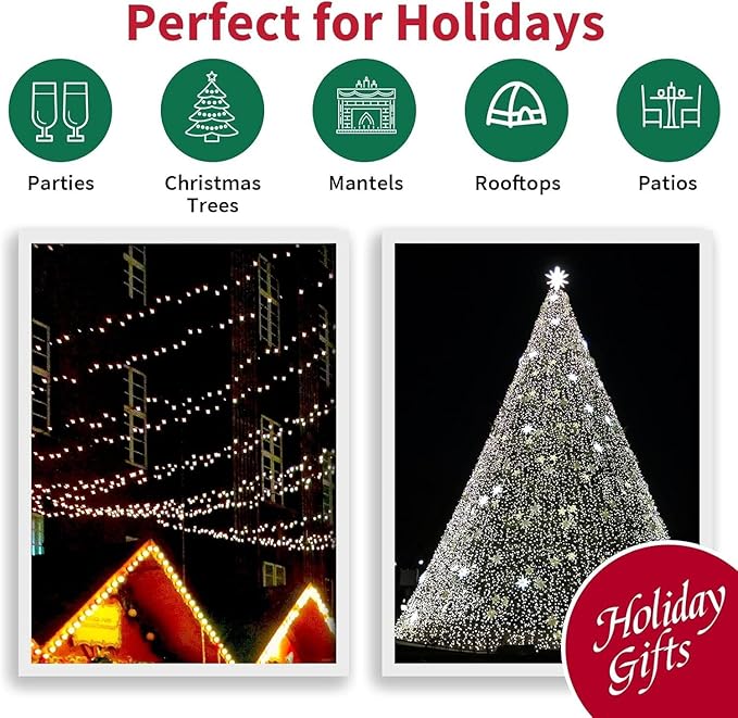 LAMPHOME 66ft Christmas Decorative Mini Lights,200 LED Transparent Wire Fairy Starry String Lights Plug in, 11 Lighting Modes, for Indoor Outdoor Xmas Tree Wedding Party Decoration (White)