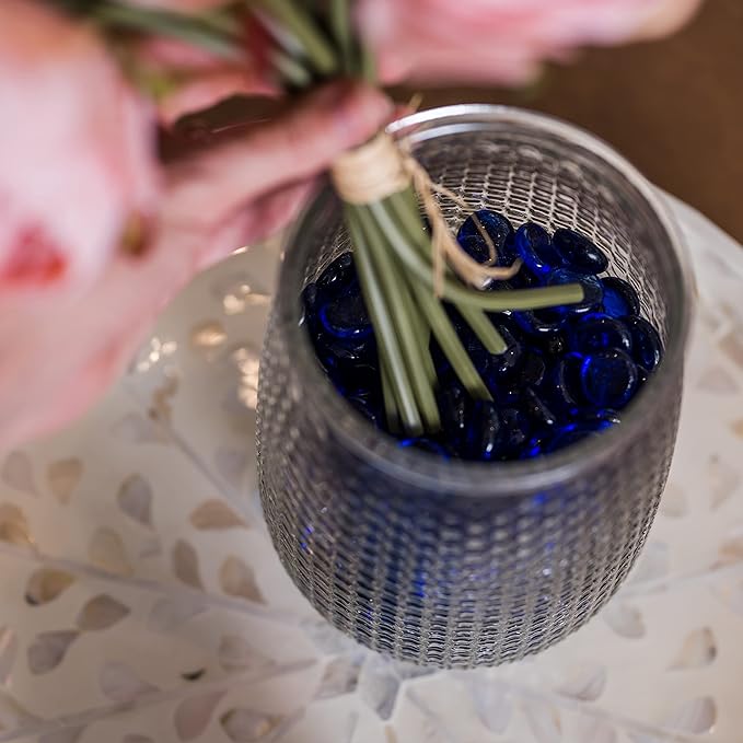 Galashield Flat Glass Marbles for Vases Cobalt Blue Glass Gems Beads Pebbles Vase Filler (5 LBS, Approx. 540 PCS)
