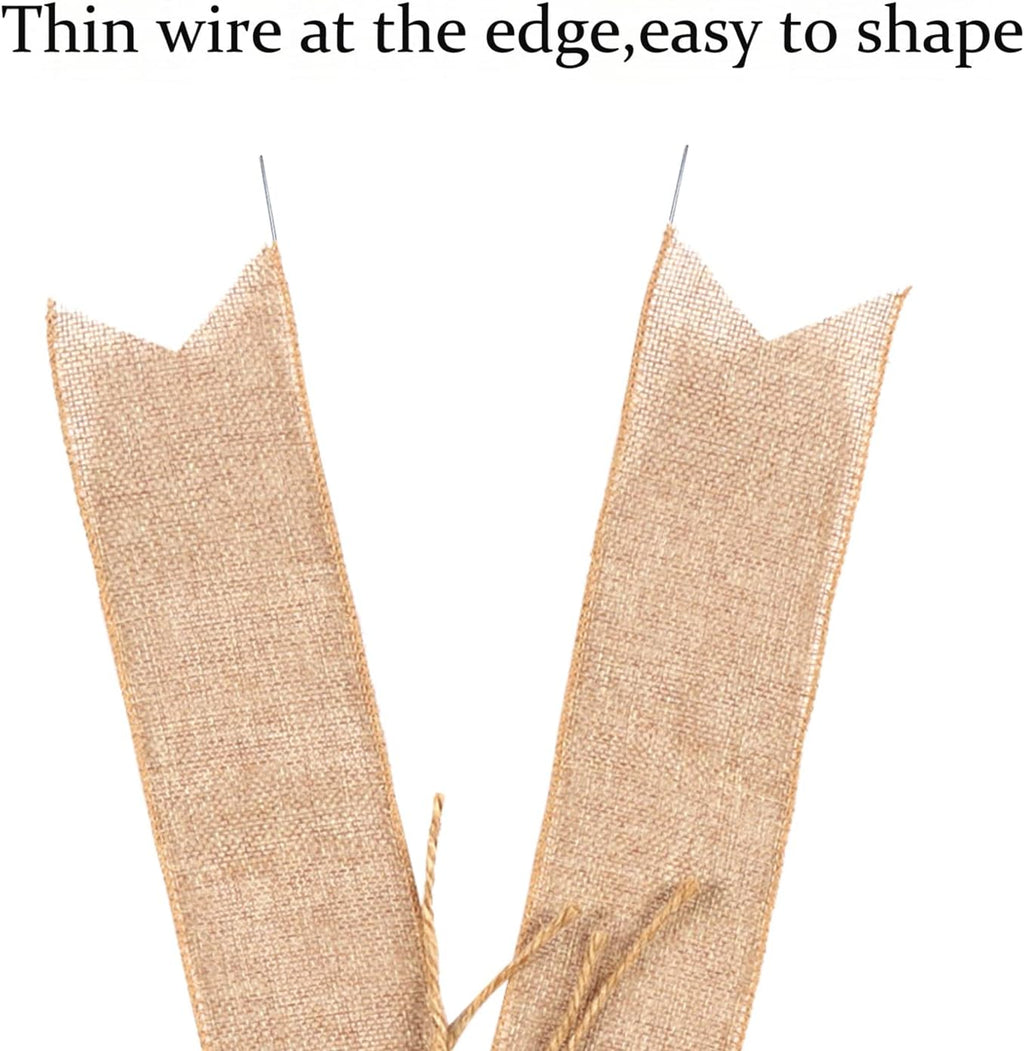 2 Pack Large Burlap Jute Hemp Rope Bows for Wreaths,Rustic Farmhouse Crafts Bow Wrapping Tree Topper Wedding Holiday Birthday Party Wall Home Boho Front Door Decorations