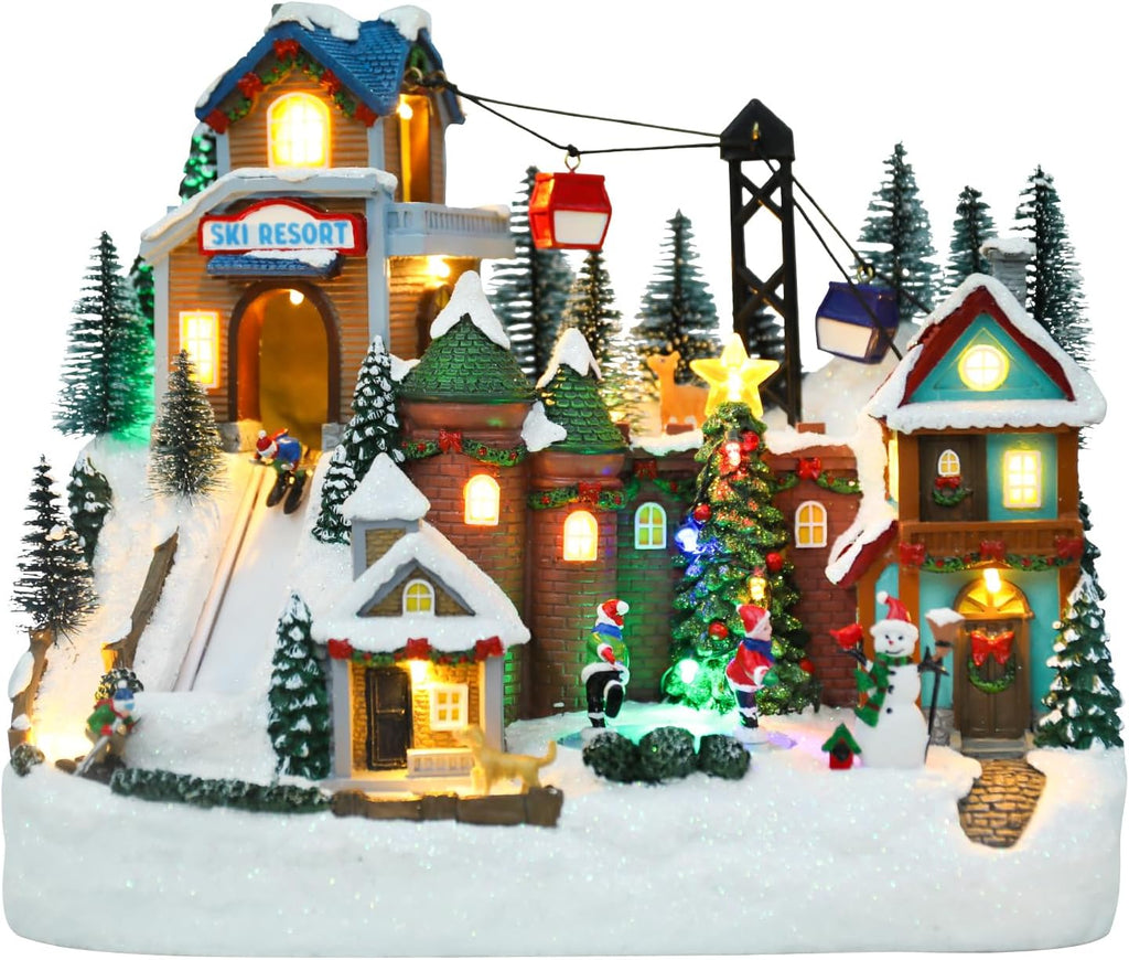 christmas village house 10.2 inch christmas decorations skiing, main product view