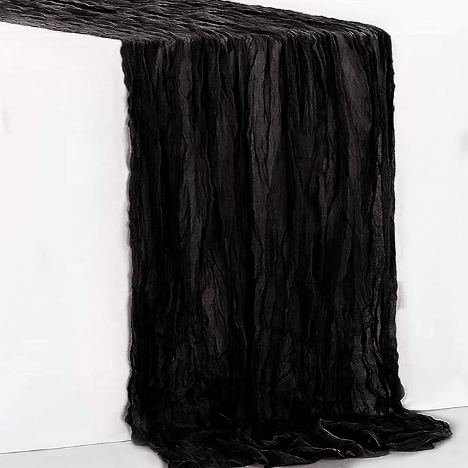 6 Pack Black Cheesecloth Table Runner 35x120 Inch 10Ft Rustic Gauze Cheese Cloth Thanksgiving Table Runner Sheer Cheesecloth Table Runners for Wedding Party Bridal Shower Decoration