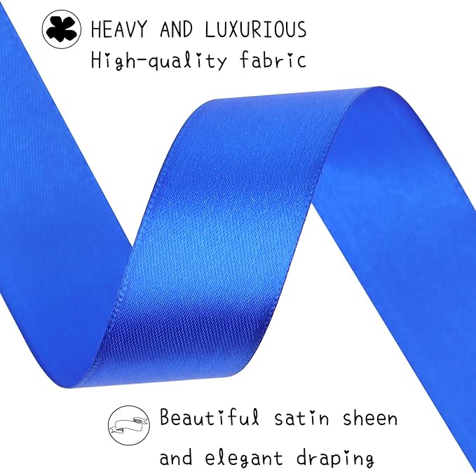 Blue Solid Satin Ribbon 1 Inch 25 Yards Solid Polyester Fabric Ribbon for Gift Wrapping Wedding Christmas Baby Shower Birthday Party Decoration Handmade Immortal Flower Craft