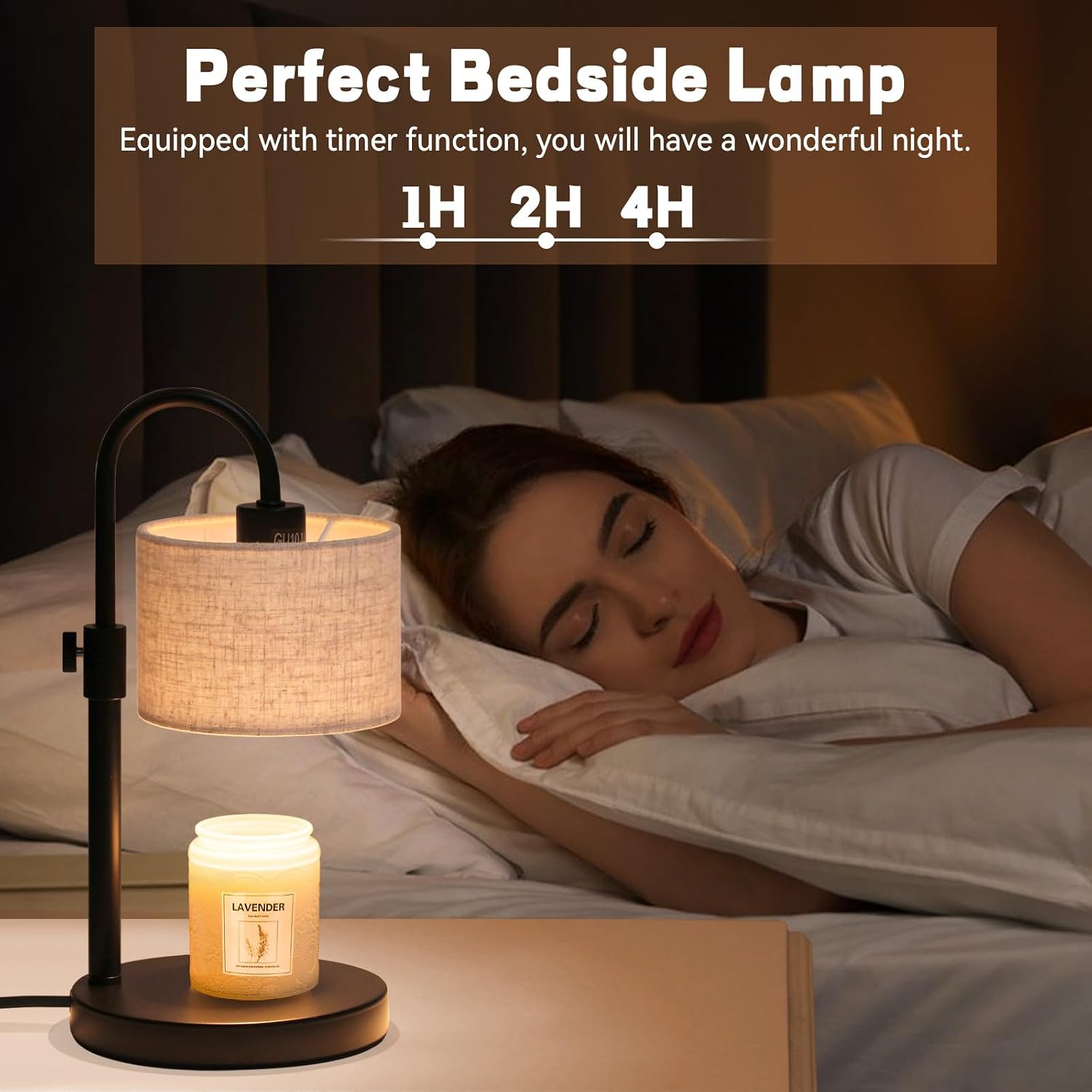 FINCMY Candle Warmer Lamp with Timer, Adjustable Height Candle Wax Warmer Candle Lamp Warmer for Jar Candles, Home Decor House Warming Gifts Compatible with Various Candles (Linen)