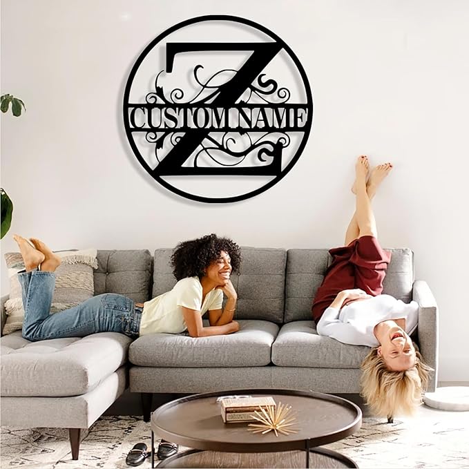 Custom Metal Name Sign, Personalized Family Last Name Signs for Home, Split Letter Monogram Wall Art Decor, Customized Metal Signs for Outdoor, Personalized Wedding Housewarming Gift