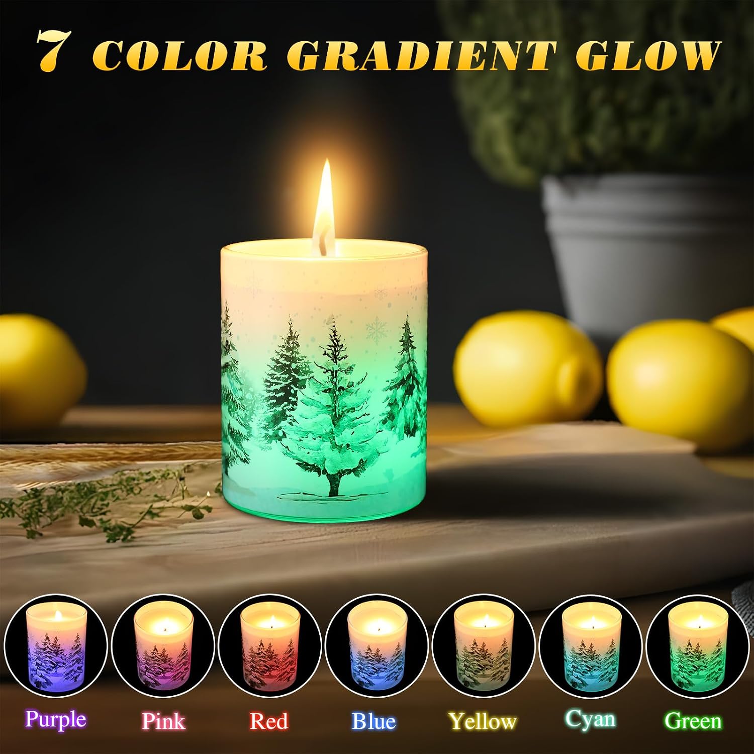 Christmas Scented Candle Gift Set for Women, Candles Can Change Into 7 Colors, Winter Candle with 7.6oz Soy Wax Fir Holiday Candles for Christmas Women Gift(Snow Forest)