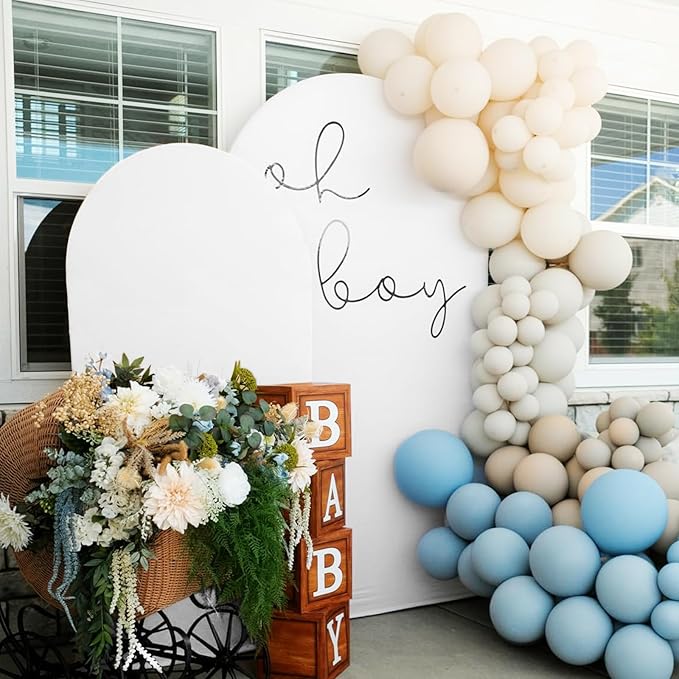 Wedding Arch Cover 6FT 7.2FT Arch Backdrop Cover Fitted Spandex Covers Set of 2 Round Top Chiara Arches Backdrop Stand Covers for Party Birthday Decoration（White