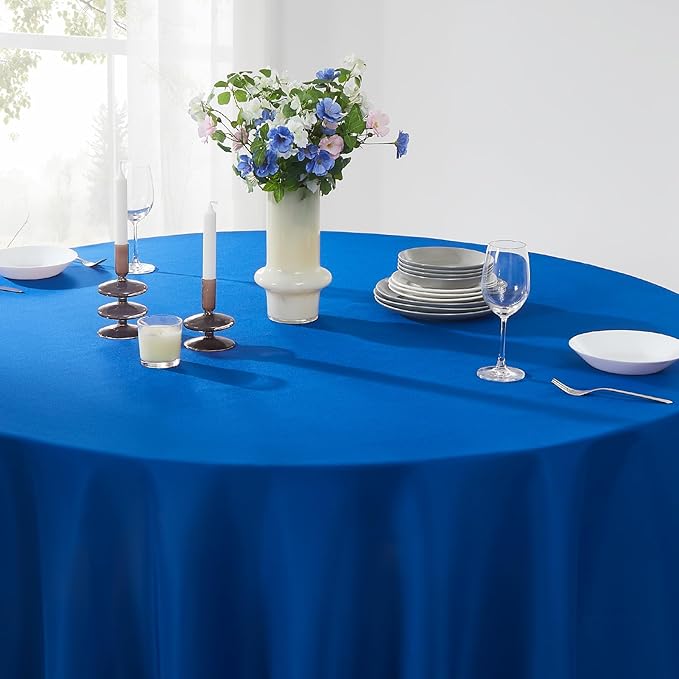 Round Tablecloth 6 Pack 108 Inch Royal Blue Tablecloths Washable Decorative Linen Polyester Table Clothes Cover for Dining Table Banquets Buffet Parties and Wedding