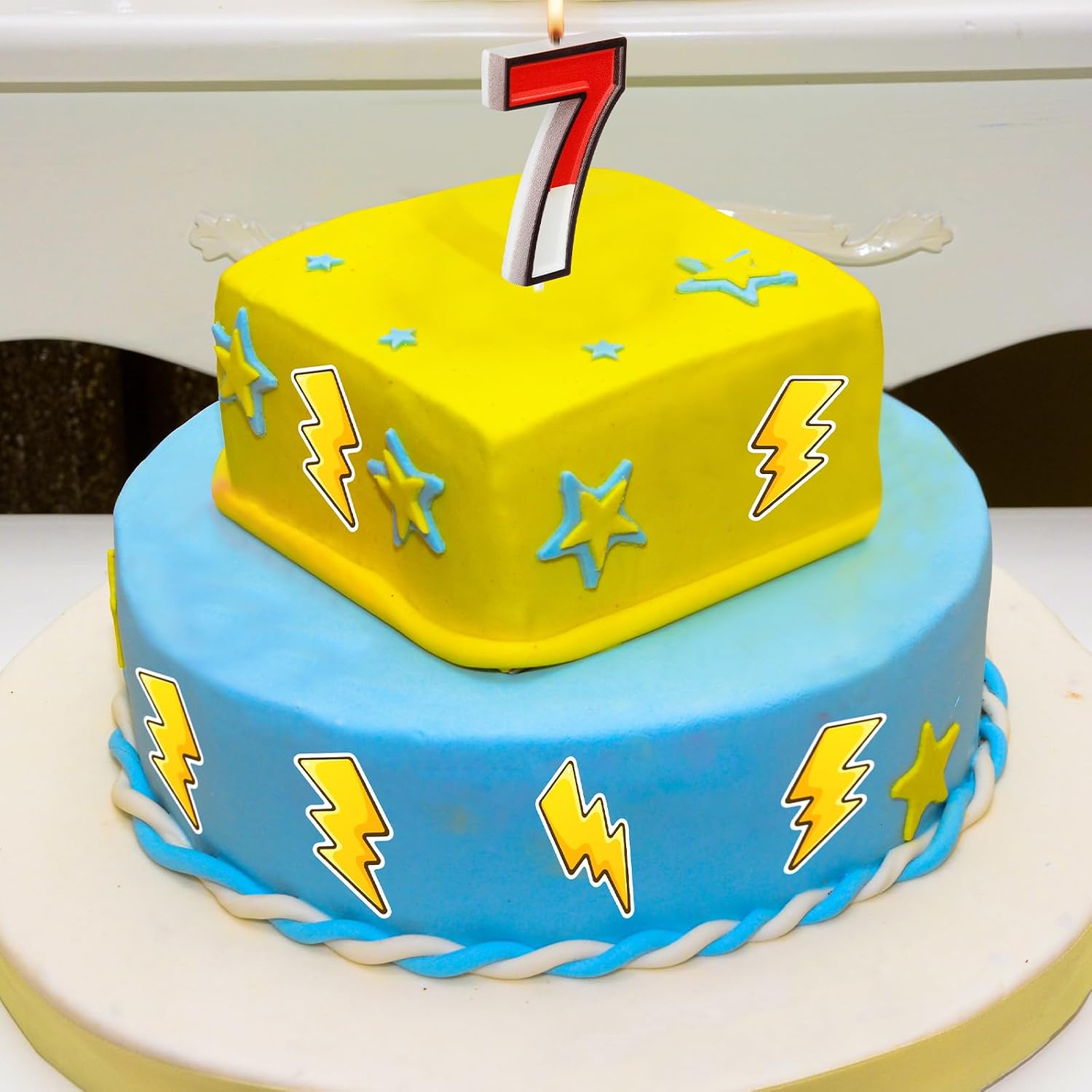 Conelist Cartoon Red and White Birthday Cake Candle Numeral Birthday Cake Topper for Animated Decoration Cartoon Party Supplies(Number 7)