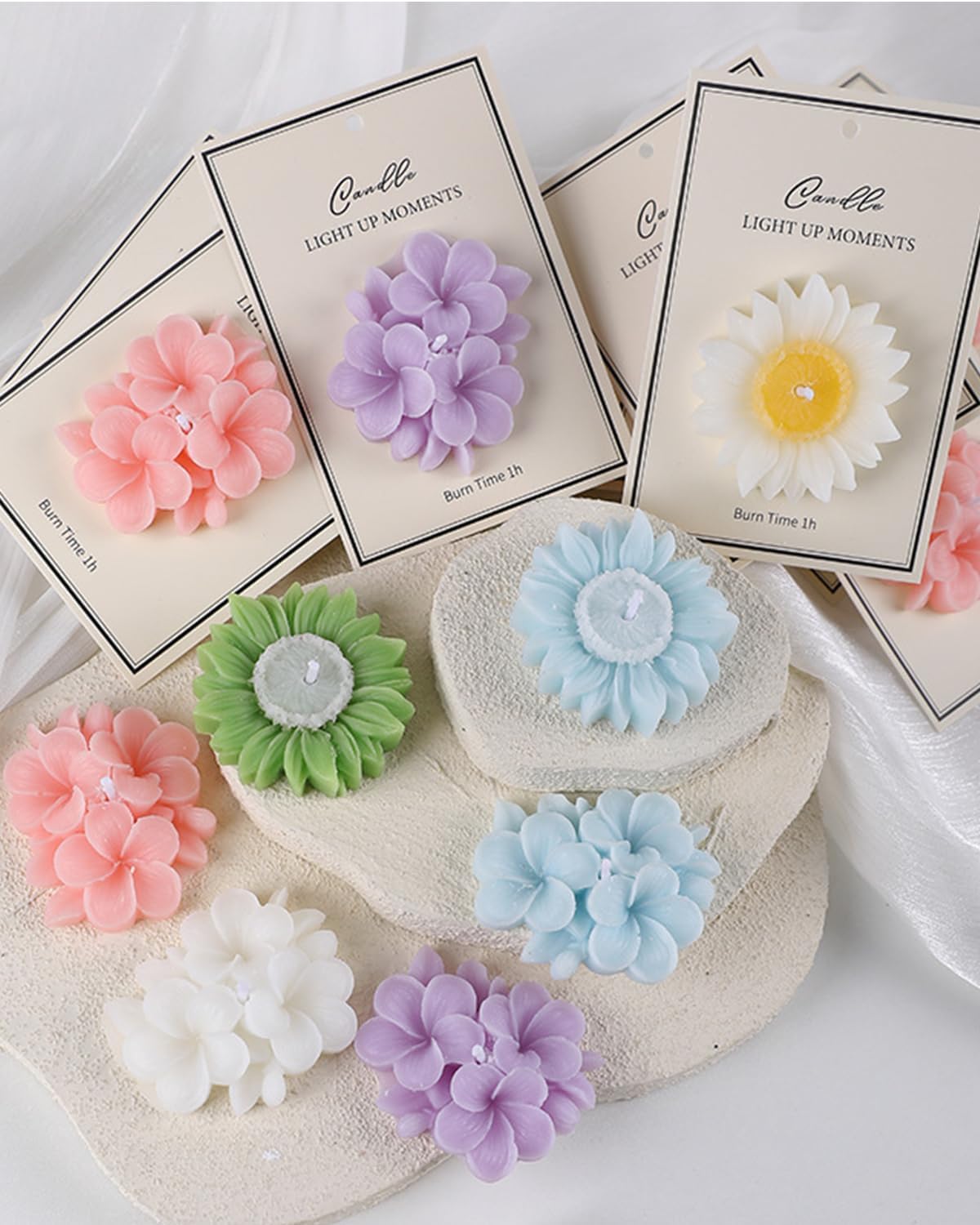 Colored Candles Chamomile Floating Candles Large 2" Scented Romantic Tealight Candles for Cylinder Vases,Centerpieces at Wedding,Party,Pool,Holidays,12 Pack