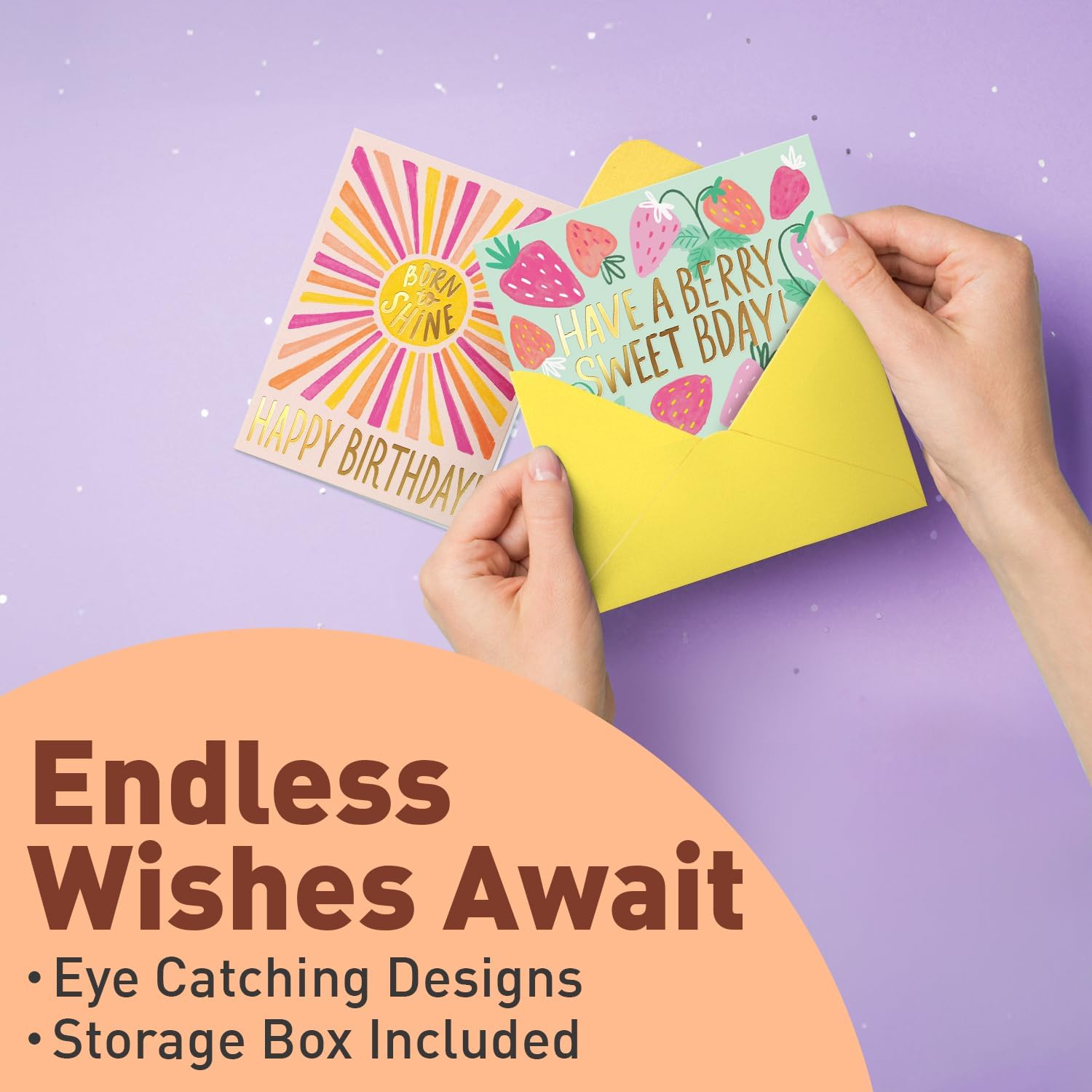 Sweetzer & Orange Happy Birthday Cards with Envelopes & Assortment Box. Variety Set of 24 Assorted Birthday Cards with Envelopes, Perfect Bulk Pack for Celebrations, Special Occasions, Friends-4x5.5"